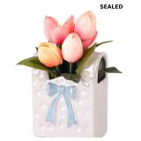 Spring Decor, Artificial Tulips in Ceramic Vase