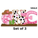3x Western Disco Cowgirl Table Decorations