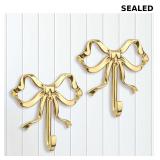 BOXOB 2pcs Bow Knot Hooks Brass,