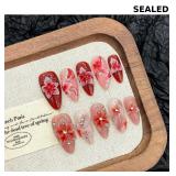10Pcs Red Almond Press on Nails