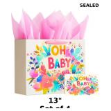 4x FENKON 13'' Large Baby Girl Gift Bag for...