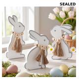 Yerliker 3 Pcs Large Easter Bunny Table Signs