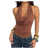 GORGLITTER Women's Y2k Ruched Halter Top