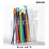 2x Acrylic Straw Holder for Cabinet Door