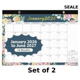 2x Desk Calendar, Oct 2025 to Dec 2026-17' x 12'