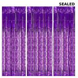 Purple Streamers Foil Fringe Curtain,3 Pcs