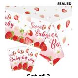 2x MaitianGuyou 3Pcs Strawberry Party Tablecloth