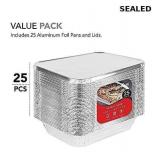 Disposable Aluminum Pans with Lids - 25pcs