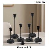 3x BEAHOT Matte Black Candle Holders Set of 6