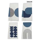Boho Kitchen Towel Set of 4, Emerald Blue Boho