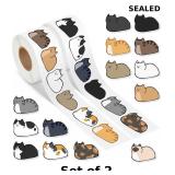 2x 1000Pcs Loft Cat Roll Sticker,