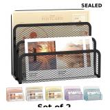 2x SUPEASY Black Small Desk Mail Organizer