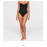 Black Strapless One-Piece Swimsuit