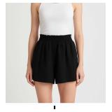 Black Elastic Waist Shorts