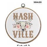 2x Sufamb Western Bull Skull Round Wall Art Decor