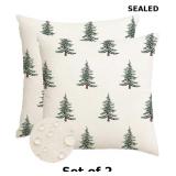 2x RABUSOFA Christmas Pillow Covers 18x18 Inch