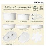 15-Piece White Granite Nonstick Cookware Set