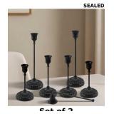 2x BEAHOT Matte Black Candle Holders Set of 6