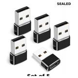 5x USB C Female to USB Male Adapter 5-Pack
