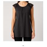 Black Sleeveless Top with Lace Detail