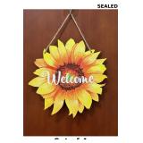 4x LWINGFLYER Sunflower Welcome Wood Door Hanger