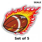 5x Fire Football Iron On Patches for Clothes
