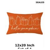 4x Ogiselestyle Hello Pumpkin Throw Pillow Cover