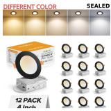 MAILCOS 12 Pack 4 Inch 5CCT Black Ultra-Thin Light