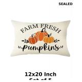 5x Farm Fresh Pumpkins Throw Pillow Cover