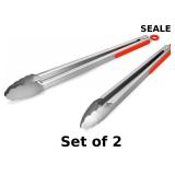 2x 304 Stainless Steel Kitchen Cooking Tongs