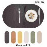 2x Round Faux Leather Placemats Set of 4 ï¿½ 13 Inch