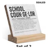 2x School Counselor Definition Wood Plaque
