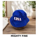 MIGHTY FINE Blue Bucket Hat with USA Design