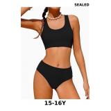 URMAGIC Girls Two Piece Swimsuits Ribbed Bikini
