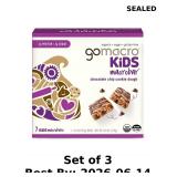 3x Gomacro, Macrobar Kids Chocolate Chip Cookie