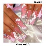 2x YEFIUO Press on Nails Long Square 3D Alloy...