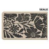 Boho Beige and Black Floral Door Mat