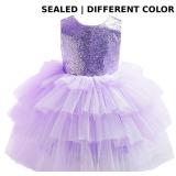 KAQININI Girls Sequin Tulle V-Back Dress Sleeveles