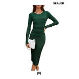 MAKABO Women's Long Sleeve Ribbed Sweater Dress