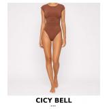 CICY BELL Brown Short Sleeve One-Piece Swimsuit