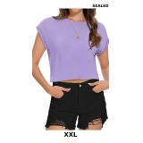 Crop Tops for Women Short Roll Cap Sleeve T Shirts