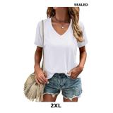 Cosonsen Women's Tops V-Neck Short Sleeve Tshirts