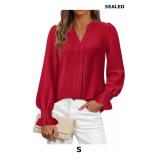 Okiwam Womens Long Sleeve Tops V Neck Shirts