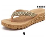 ONCAI Women's Wedge Flip Flops with Rhinestone