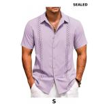 COOFANDY Men's Cuban Guayabera Shirt Short Sleeve
