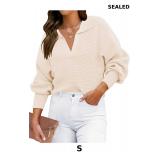 ZESICA Women's Fall Lapel Collar V Neck top