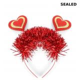 AHONEY Valentines Heart Red Ribbons Headband
