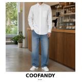 COOFANDY White Button-Up Shirt with Pocket