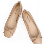 Modatope Ballet Flats for Women Nude Bow Bowknot