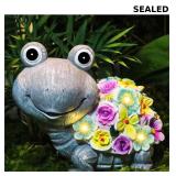 Outdoor Solar Flower Turtle Statue for Garden